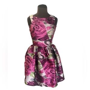 Jodi Kristopher Pink Rose Jacquard Floral Brocade Cocktail Dress Size 5 Easter